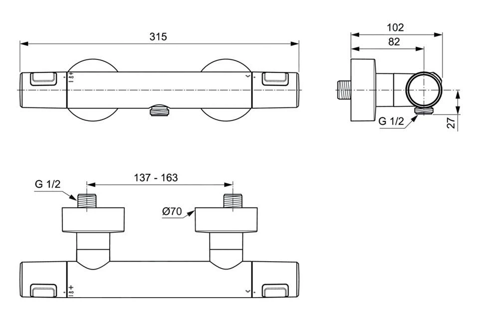 Ideal Standard CeraTherm - Grifo Termostático De Ducha T25, Negro A7201XG 4 Ideal Standard CeraTherm - Grifo Termostático De Ducha T25, Negro A7201XG - Imagen 2