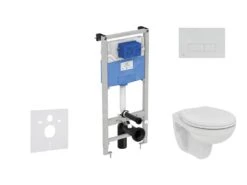 Ideal Standard ProSys - Conjunto De Módulo De Instalación Empotrado, Inodoro Y Asiento Eurovit, Pulsador Oleas M2, Rimless, SoftClose, Cromo ProSys120M SP51