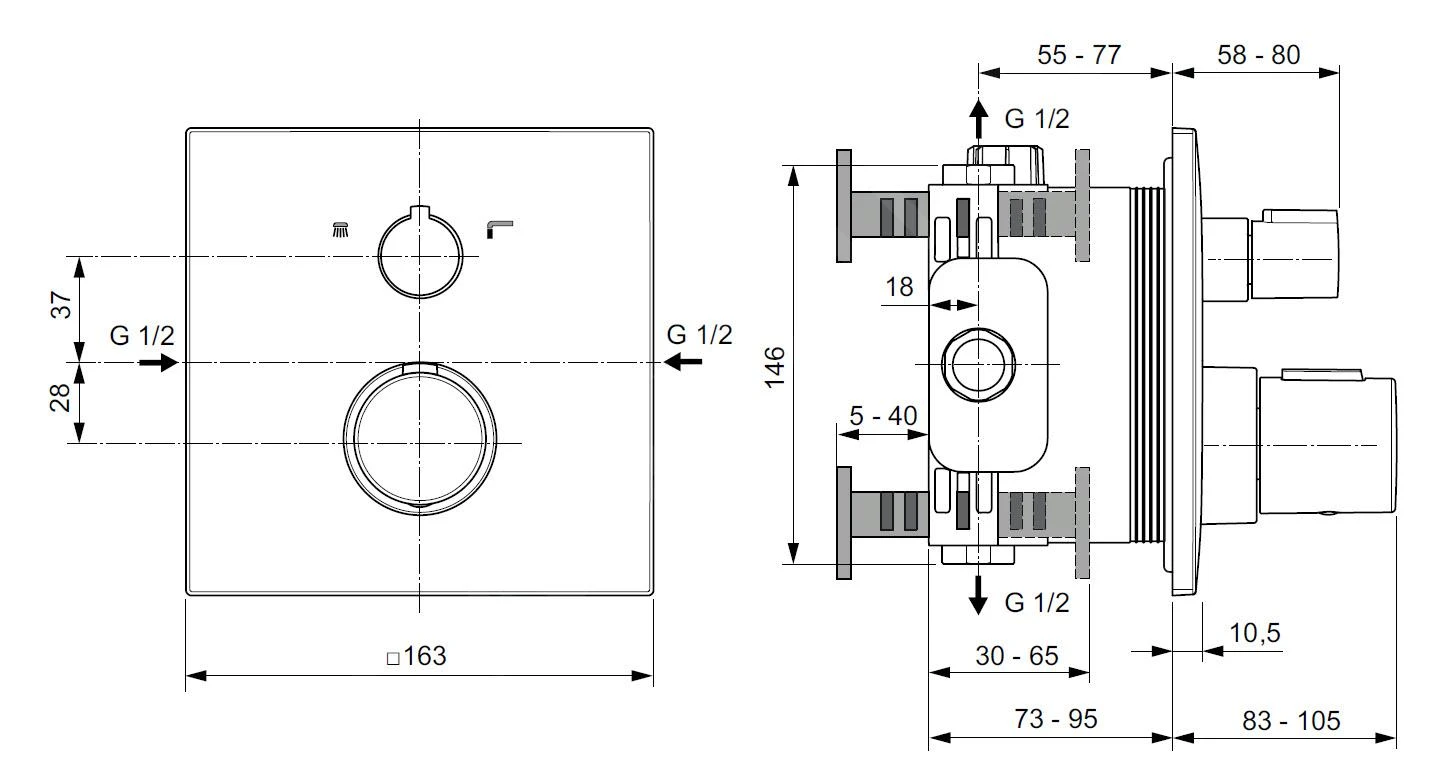 Ideal Standard CeraTherm - Grifo Termostático Empotrado De Bañera, Brushed Gold A7522A2 4 Ideal Standard CeraTherm - Grifo Termostático Empotrado De Bañera, Brushed Gold A7522A2 - Imagen 2