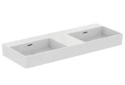 Ideal Standard Extra - Lavabo Doble Sobre Encimera 1200x450 Mm, Con Rebosadero, Sin Orificio Para Grifo, Blanco T391501