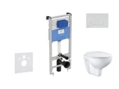 Ideal Standard ProSys - Conjunto De Módulo De Instalación Empotrado, Inodoro Y Asiento Bau Ceramic, Pulsador Oleas M1, Rimless, SoftClose, Cromo Mate ProSys120M SP65