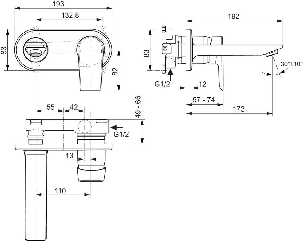 Ideal Standard Tesi - Grifo De Lavabo Empotrado, Cromo A6578AA 4 Ideal Standard Tesi - Grifo De Lavabo Empotrado, Cromo A6578AA - Imagen 2