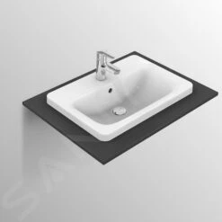 Ideal Standard Connect - Lavabo Encastrado, 500x390 Mm, Con Rebosadero, Orificio Para Grifo, Blanco E504301 -Ideal Standard Ventas 40205bcc39fc5d8eda9c27ac