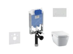 Ideal Standard ProSys - Conjunto De Módulo De Instalación En Pared, Ducha De Bidé Y Asiento TECEone, Pulsador Oleas M1, Rimless, SoftClose, Cromo Mate ProSys80M SP131