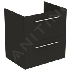 Ideal Standard I.Life A - Mueble Bajo Lavabo, 600x440x630 Mm, 2 Cajones, Gris De Carbon Mate T5255NV