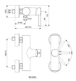 Ideal Standard CeraLine - Grifo De Ducha De Pared, Negro BC200XG -Ideal Standard Ventas 457f301dffac560898fae725