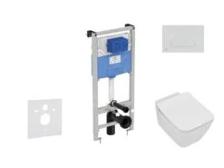Ideal Standard ProSys - Conjunto De Módulo De Instalación Empotrado, Inodoro Y Asiento Strada II, Pulsador Oleas M1, Aquablade, SoftClose, Blanco ProSys120M SP28