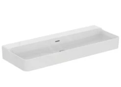 Ideal Standard Conca Ceram - Lavabo Doble 1200x450 Mm, Con Rebosadero, Sin Orificio Para Grifo, Blanco T380501