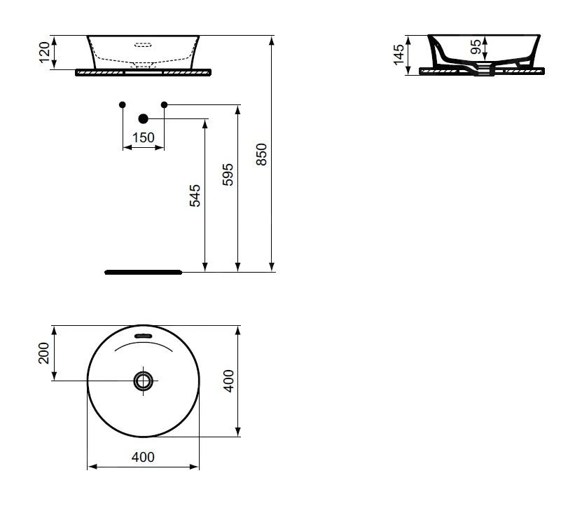 Ideal Standard Ipalyss - Lavamanos, Diámetro 400 Mm, Con Rebosadero, Blanco E141301 4 Ideal Standard Ipalyss - Lavamanos, Diámetro 400 Mm, Con Rebosadero, Blanco E141301 - Imagen 2