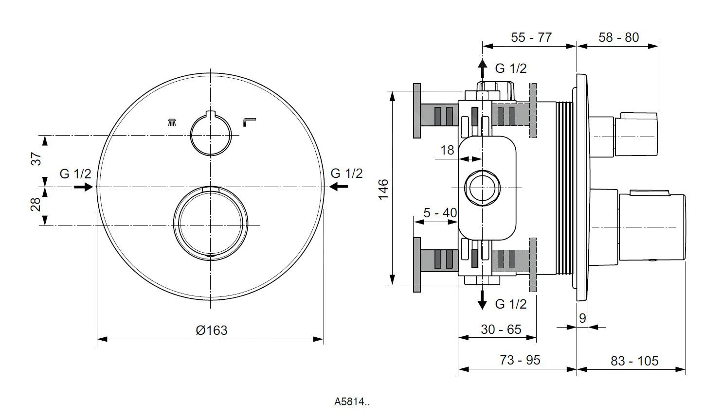 Ideal Standard CeraTherm - Grifo Termostático Empotrado De Bañera, Brushed Gold A5814A2 4 Ideal Standard CeraTherm - Grifo Termostático Empotrado De Bañera, Brushed Gold A5814A2 - Imagen 2