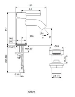 Ideal Standard CeraLine - Grifo De Lavabo Con Desagüe Click-Clack, Cromo BC822AA -Ideal Standard Ventas 5a053fbddabf75125fb916f1