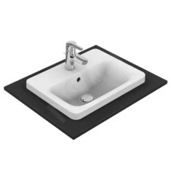 Ideal Standard Connect - Lavabo Encastrado, 500x390 Mm, Con Rebosadero, 1 Orificio Para Grifería, Ideal Plus, Blanco E5043MA