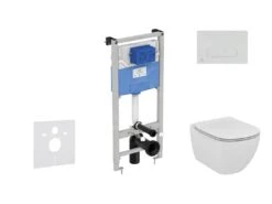 Ideal Standard ProSys - Conjunto De Módulo De Instalación Empotrado, Inodoro Y Asiento Tesi, Pulsador Oleas M1, Rimless, SoftClose, Blanco ProSys120M SP10
