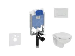 Ideal Standard ProSys - Conjunto De Módulo De Instalación Empotrado, Inodoro Y Asiento Eurovit, Pulsador Oleas M1, Rimless, SoftClose, Cromo Mate ProSys80M SP125