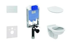 Ideal Standard ProSys - Conjunto De Módulo De Instalación Empotrado, Inodoro Y Asiento Alpha, Pulsador Oleas M1, SoftClose, Cromo Mate ProSys80M SP113