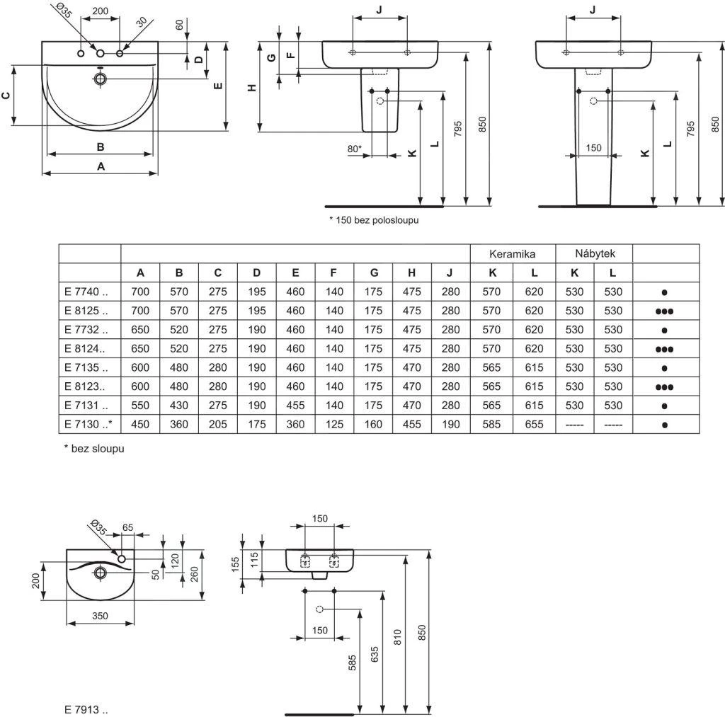 Ideal Standard Connect - Lavamanos 350x260 Mm, Orificio Para Grifo A La Derecha, Con Ideal Plus, Blanco E7913MA 4 Ideal Standard Connect - Lavamanos 350x260 Mm, Orificio Para Grifo A La Derecha, Con Ideal Plus, Blanco E7913MA - Imagen 2