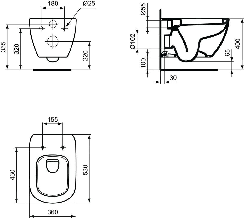 Ideal Standard Tesi - Inodoro Suspendido, Blanco T007801 4 Ideal Standard Tesi - Inodoro Suspendido, Blanco T007801 - Imagen 2