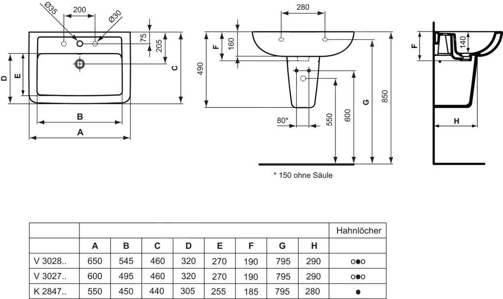 Ideal Standard Eurovit - Lavabo 600x460x190 Mm, Con Rebosadero, 1 Orificio Para Grifería, Blanco V302701 4 Ideal Standard Eurovit - Lavabo 600x460x190 Mm, Con Rebosadero, 1 Orificio Para Grifería, Blanco V302701 - Imagen 2