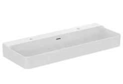 Ideal Standard Conca Ceram - Lavabo Doble Sobre Encimera 1200x450 Mm, Con Rebosadero, Orificios Para Grifo, Blanco T383901