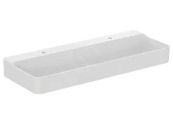 Ideal Standard Conca Ceram - Lavabo Doble Sobre Encimera 1200x450 Mm, Sin Rebosadero, Orificios Para Grifo, Blanco T384401