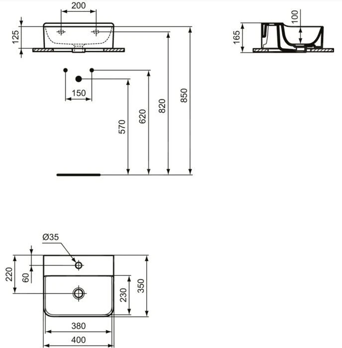 Ideal Standard Conca Ceram - Lavamanos Sobre Encimera 400x350 Mm, Sin Rebosadero, Con Orificio Para Grifo, Blanco T387801 4 Ideal Standard Conca Ceram - Lavamanos Sobre Encimera 400x350 Mm, Sin Rebosadero, Con Orificio Para Grifo, Blanco T387801 - Imagen 2