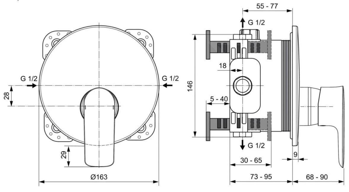 Ideal Standard Connect Air - Grifo De Ducha Empotrado, Cromo A7034AA 4 Ideal Standard Connect Air - Grifo De Ducha Empotrado, Cromo A7034AA - Imagen 2