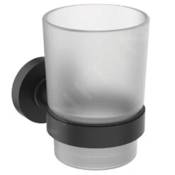 Ideal Standard IOM - Vaso Para Cepillos De Dientes Con Soporte, Negro/cristal Satinado A9120XG