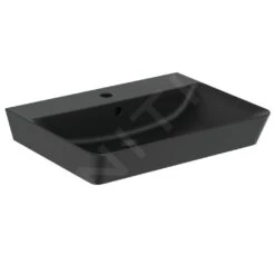Ideal Standard Connect Air - Lavamanos Cube 400x350x160 Mm, Con Rebosadero, Orificio Para Grifo, Negro E0307V3
