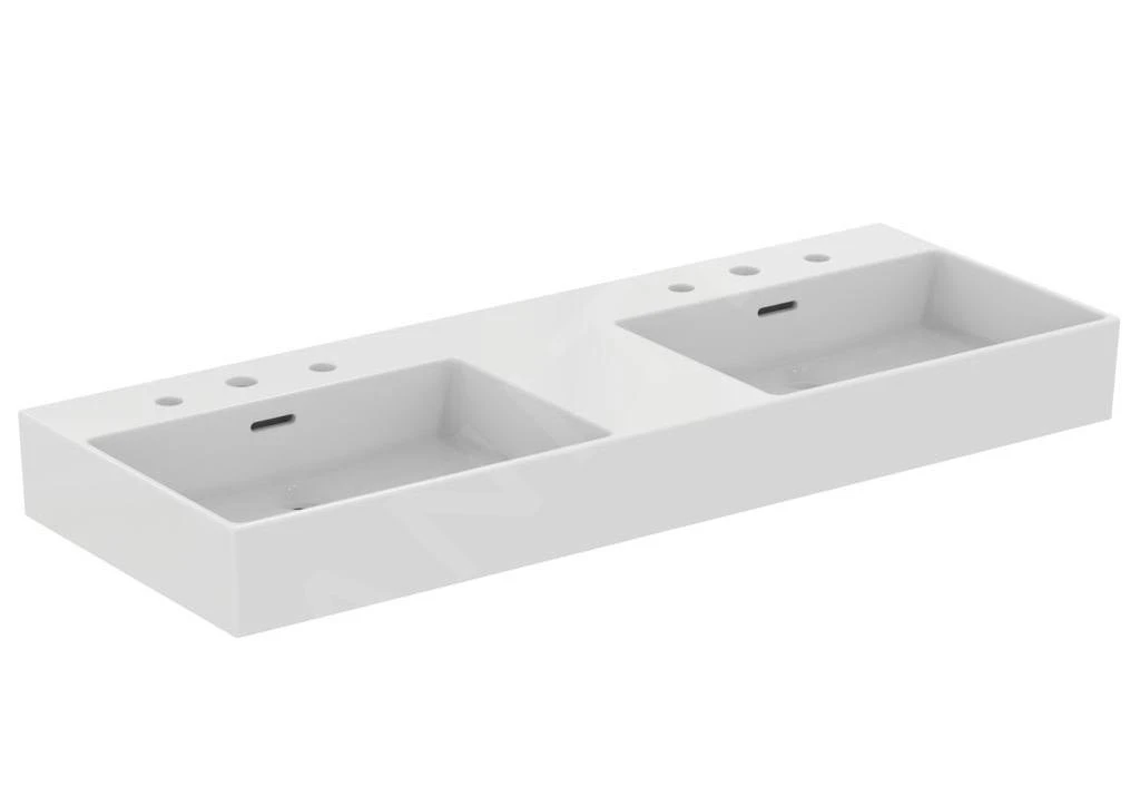 Ideal Standard Extra - Lavabo Doble Sobre Encimera 1200x450 Mm, Con Rebosadero, 3 Orificios Para Grifo, Blanco T391401 3 Ideal Standard Extra - Lavabo Doble Sobre Encimera 1200x450 Mm, Con Rebosadero, 3 Orificios Para Grifo, Blanco T391401