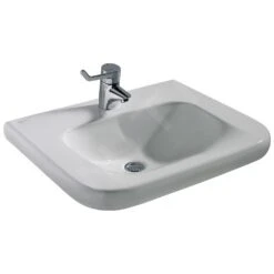 Ideal Standard Contour 21 - Lavabo Para Personas Discapacitadas 650x560 Mm, Orificio Para Grifo, Sin Rebosadero, Con Ideal Plus, Blanco S2533MA