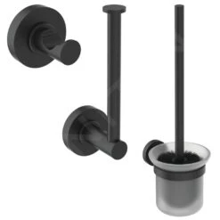 Ideal Standard IOM - Juego De Accesorios Para Baño, Cristal Mate/negro A9246XG