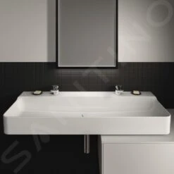 Ideal Standard Conca Ceram - Lavabo Doble 1200x450 Mm, Sin Rebosadero, Orificios Para Grifo, Blanco T380801 -Ideal Standard Ventas c29aa06491dd27b3618fc63d