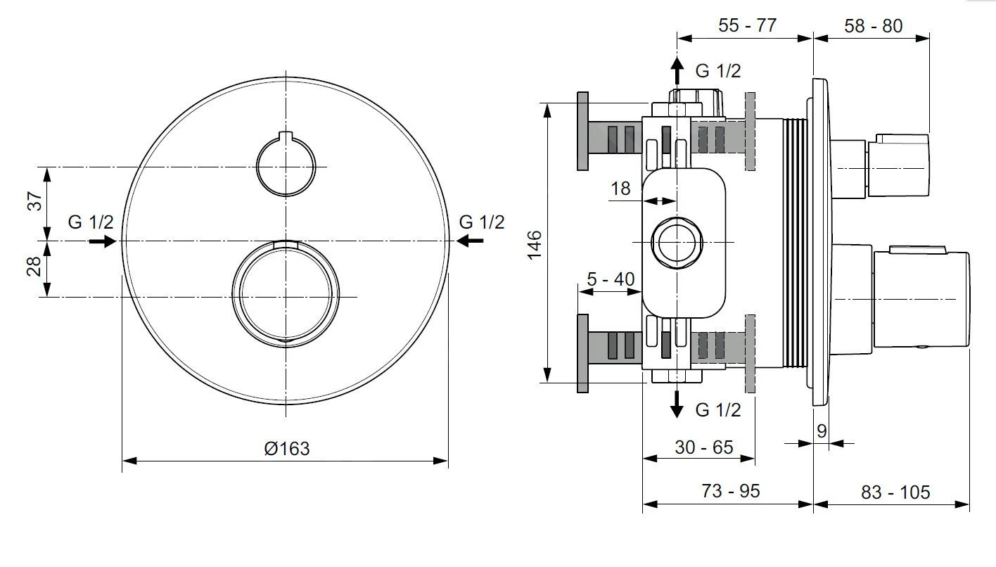 Ideal Standard CeraTherm - Grifo Termostático Empotrado De Ducha, Magnetic Grey A5813A5 4 Ideal Standard CeraTherm - Grifo Termostático Empotrado De Ducha, Magnetic Grey A5813A5 - Imagen 2
