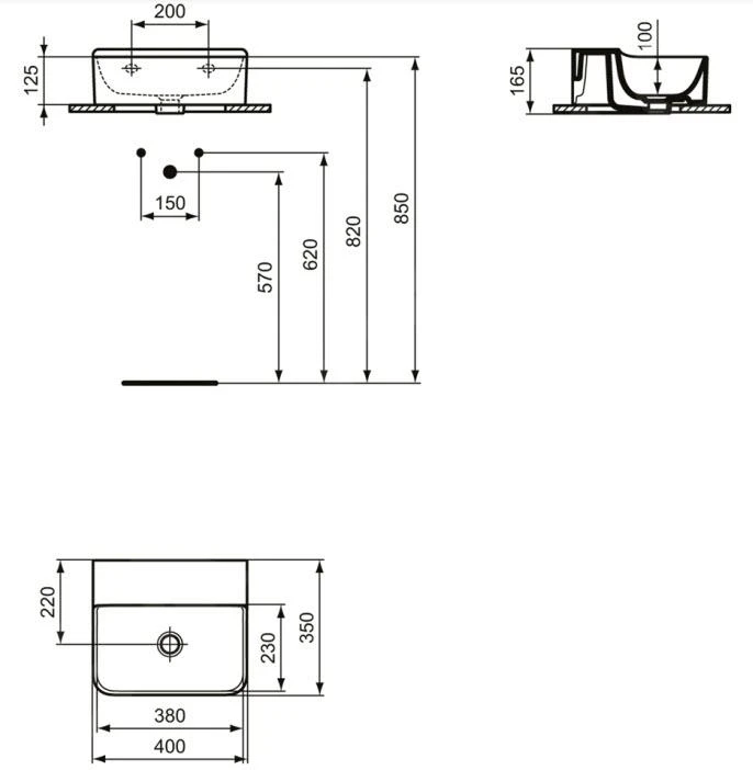 Ideal Standard Conca Ceram - Lavamanos Sobre Encimera 400x350 Mm, Sin Rebosadero, Sin Orificio Para Grifo, Blanco T387901 4 Ideal Standard Conca Ceram - Lavamanos Sobre Encimera 400x350 Mm, Sin Rebosadero, Sin Orificio Para Grifo, Blanco T387901 - Imagen 2