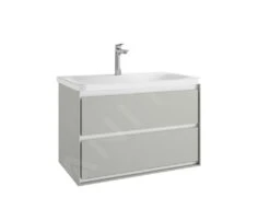 Ideal Standard Connect Air - Mueble Bajo Lavabo, 800x440x517 Mm, 2 Cajones, Gris Claro Brillante/blanco Mate E0819EQ