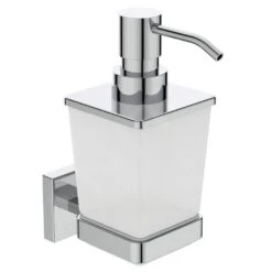 Ideal Standard IOM Square - Dispensador De Jabón Con Soporte, Cristal Opaco/cromo E2252AA