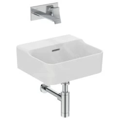 Ideal Standard Conca Ceram - Lavamanos 400x350 Mm, Con Rebosadero, Sin Orificio Para Grifo, Blanco T381101 -Ideal Standard Ventas e1f027dcf9de9125fd3d846d