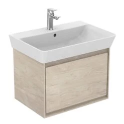 Ideal Standard Connect Air - Mueble Bajo Lavabo Cube 600 Mm, 530x409x400 Mm, Madera Clara/marrón Claro Mate E0846UK