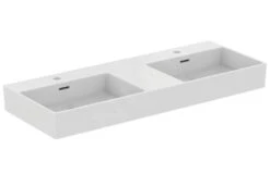 Ideal Standard Extra - Lavabo Doble Sobre Encimera 1200x450 Mm, Con Rebosadero, Orificios Para Grifo, Blanco T391301