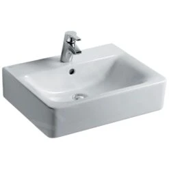 Ideal Standard Connect - Lavabo Cube 550x460x175 Mm, Con Rebosadero, Orificio Para Grifo, Con Ideal Plus, Blanco E7139MA