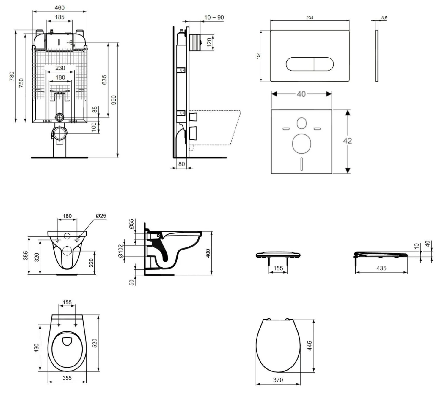 Ideal Standard ProSys - Conjunto De Módulo De Instalación Empotrado, Inodoro Y Asiento Dolomite Quarzo, Pulsador Oleas M1, Cromo Mate ProSys80M SP107 4 Ideal Standard ProSys - Conjunto De Módulo De Instalación Empotrado, Inodoro Y Asiento Dolomite Quarzo, Pulsador Oleas M1, Cromo Mate ProSys80M SP107 - Imagen 2